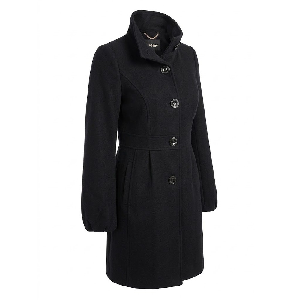 Guess Coat Womens Small Black Wool Blend Tailored Dark Academia Gothic Chic Y2K